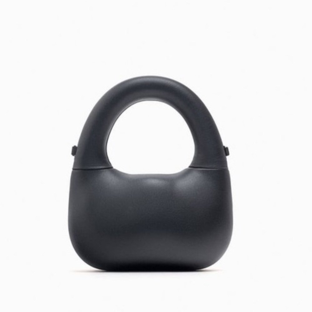 Zara Black PU Leather Rigid Bag